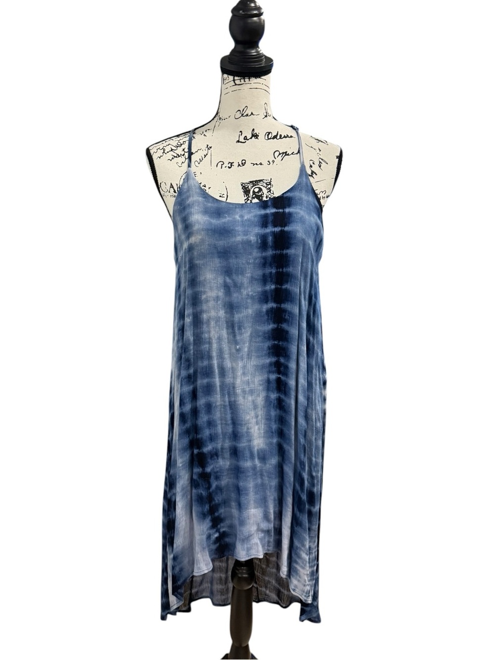 Dina Be Francesca's Shibori Tie Dye High-Low Sundress blue Size Small